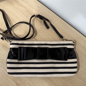 Kate Spade Black and Cream Striped Crossbody Bag